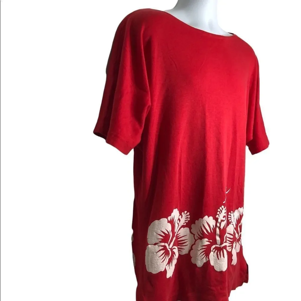 Vintage 70’s 80’s Rare CRAZY SHIRTS HAWAII Red Hibiscus Flowers Shirt Sz Large